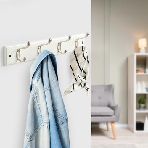 GlazieVault Coat Hooks Wall Mounted - MDF Board Nickel Hook Coat Rack(2 Pack) - Heavy Duty White -Coat Hooks for Wall Clothes Hooks and Wall Hooks - Image 5
