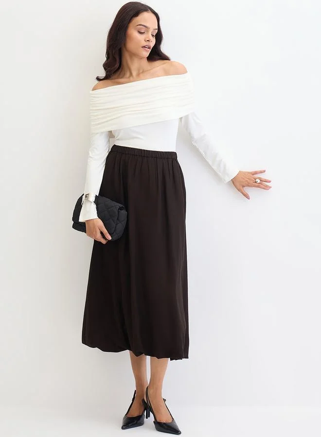 Femmella Black Bubble Hem Midi Skirt