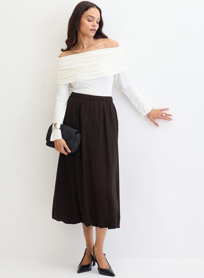 Femmella Black Bubble Hem Midi Skirt - Image 1