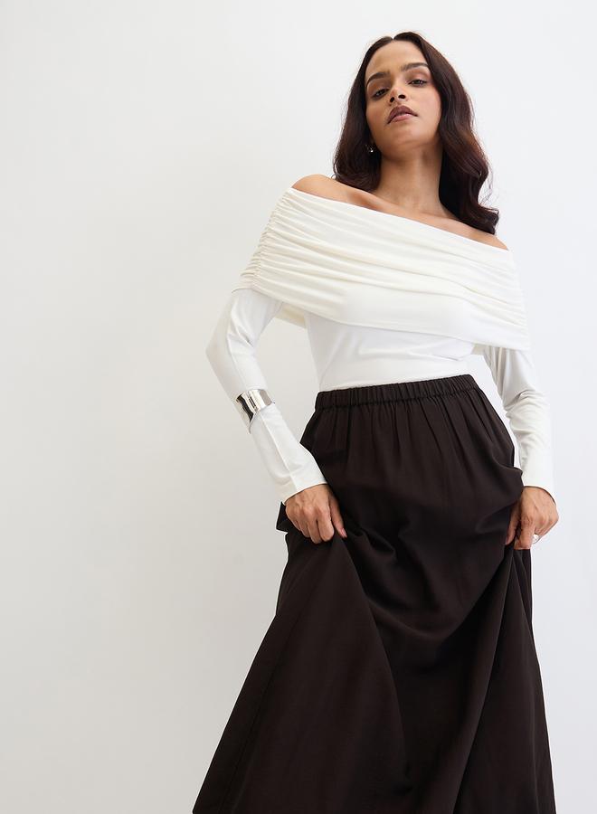 Femmella Black Bubble Hem Midi Skirt - Image 2