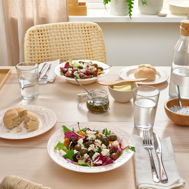 BS Case Ikeaa PARADISISK Tempered Glass Dinner Plate 22 cm 85 inches OffWhite Patterned Rim Traditional Design - Image 3