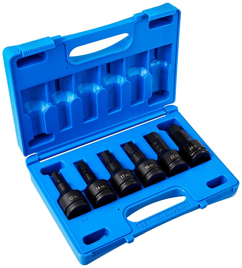 Grey Pneumatic 8196MH 34 Drive 6Piece Hex Driver Metric Socket Set