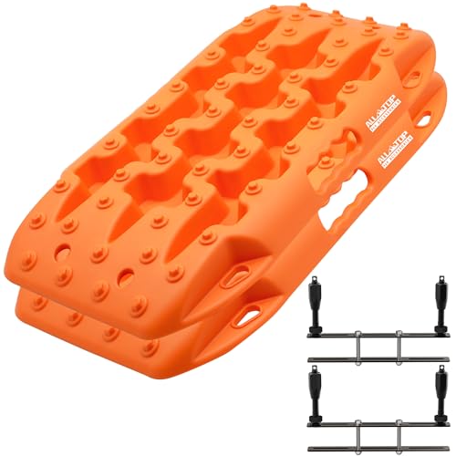 ALL-TOP Recovery Traction Boards Mini, Off Road Bendable Tire Friction Tracks for Sand Mud Snow, 2PCS & Mounting Kit (3rd Gen, Orange) - Image 1