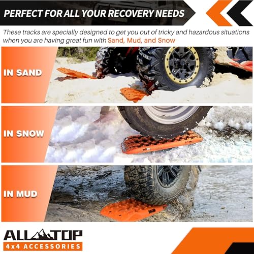 ALL-TOP Recovery Traction Boards Mini, Off Road Bendable Tire Friction Tracks for Sand Mud Snow, 2PCS & Mounting Kit (3rd Gen, Orange) - Image 5
