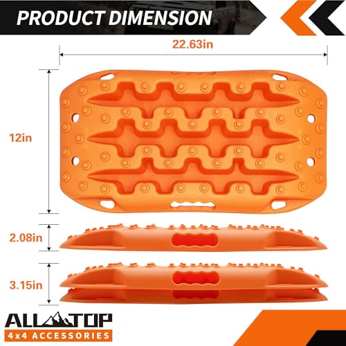 ALL-TOP Recovery Traction Boards Mini, Off Road Bendable Tire Friction Tracks for Sand Mud Snow, 2PCS & Mounting Kit (3rd Gen, Orange) - Image 4