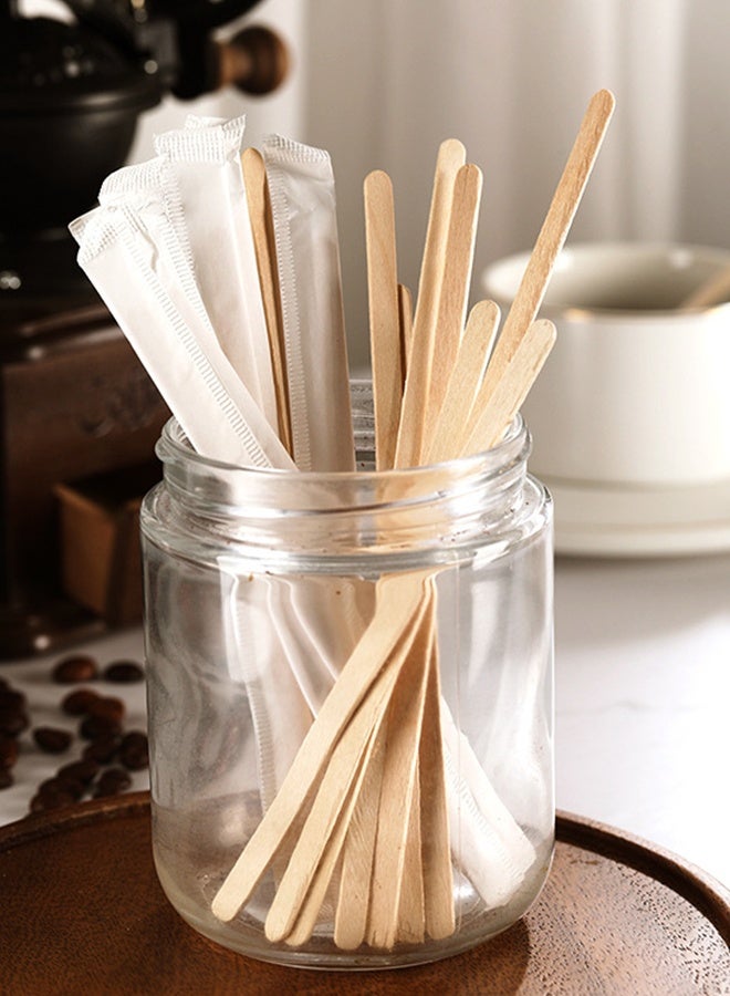 100 قطعة من عيدان تحريك القهوة بطول 14 سم، مغلفة بشكل فردي - Image 4