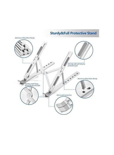 Laptop & Tablet Stand Foldable Aluminum Alloy Multi Angles Height Adjustment