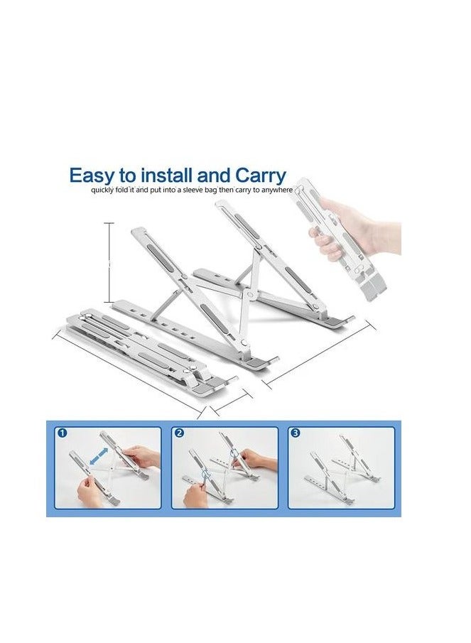 Laptop & Tablet Stand Foldable Aluminum Alloy Multi Angles Height Adjustment