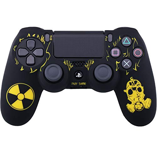 YoRHa Laser Carving Silicone Cover Skin Case for Sony PS4/slim/Pro Dualshock 4 Controller x 1(Radiation) with Thumb Grips x 10 - Image 2