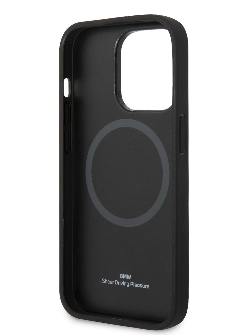 بي إم دبليو حافظة جلدية أصلية من مجموعة Signature Collection بتصميم مقاعد مثقوبة لهاتف ايفون 14 برو ماكس - Image 3