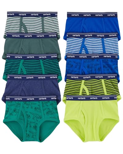 Carter's 10-Pack Cotton Briefs, Green/Blue Dino, 6-7 Years - Image 4