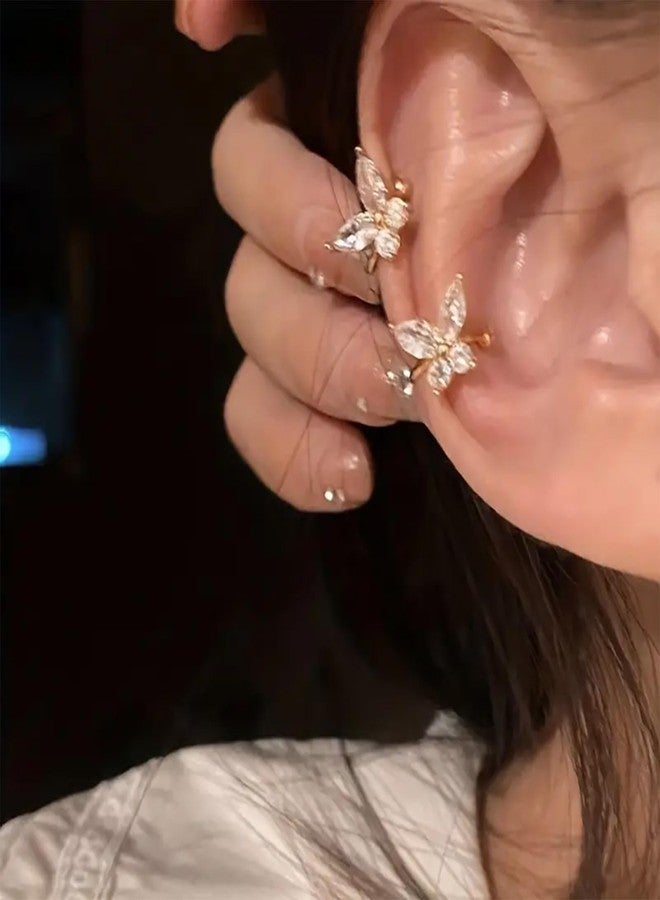 Frodete Butterfly Ear Cuff Earrings, Gold Cartilage, Non-Pierced, Metal, No Gemstone - Image 3
