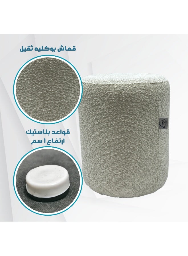 PixelsBeanBag Round Ottoman, Large, Bouclé Fabric, for Living Room and Bedroom - Image 3