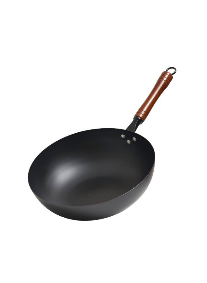 Jitiechui Flat Bottom Iron Wok, Non-stick, Traditional Cast Iron Pan, Suitable For Gas Stoves, Home Use, Uncoated, 34cm With Lid - Image 5