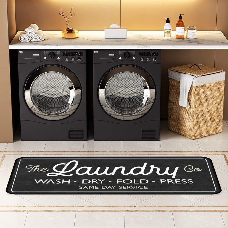 EYECY Laundry Room Long Mat Area Rug Non-Slip Floor Mat Waterproof Farmhouse Carpet for Kitchen 40" x 20"(Black-3) - Image 2