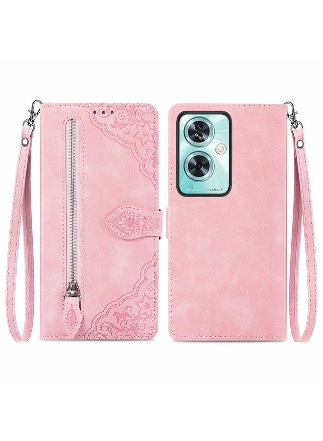 S-TOP Case For OnePlus Nord N30 SE Embossed Flower Zipper Leather Phone Case - Image 1
