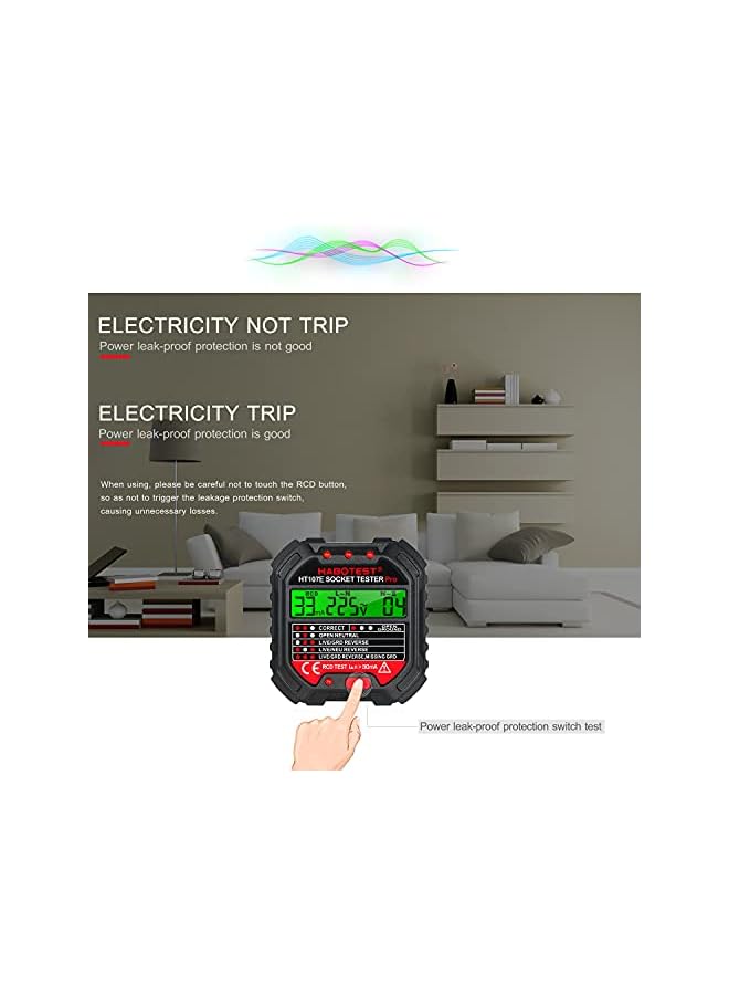 PROMASS promass GFCI Outlet Tester with Voltage Display 220V Socket Tester Automatic Electric Circuit Polarity Voltage Detector Breaker Finder HT107E  - Image 4