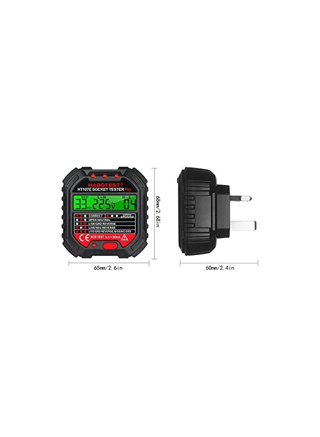 PROMASS promass GFCI Outlet Tester with Voltage Display 220V Socket Tester Automatic Electric Circuit Polarity Voltage Detector Breaker Finder HT107E  - Image 5