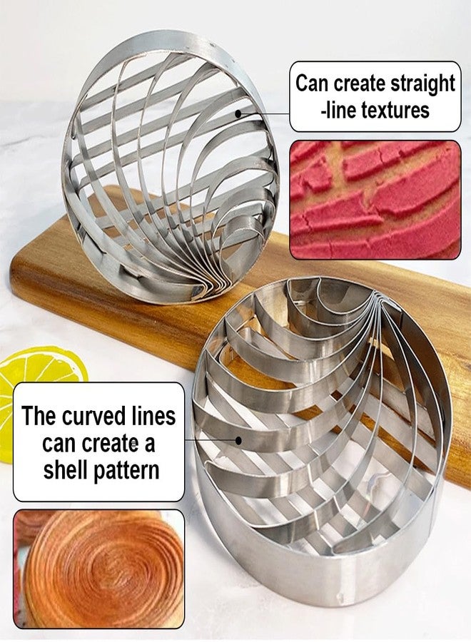 DONGKER Concha Cutter,Stainless Steel Mexican Bread Mold 2 Textured Designs for Breads Cookies Other Baked Goods Christmas Halloween - Image 5