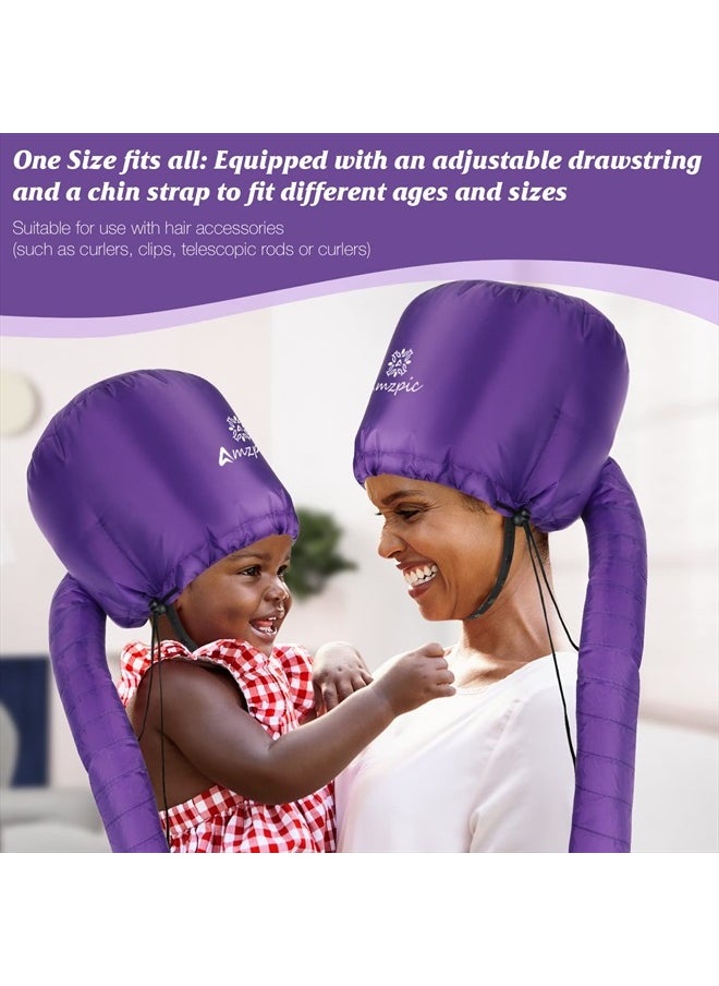 Amzpic - Bonnet Hood Hair Dryer Attachment - Soft, Adjustable Extra Large Bonnet Hair Dryer for Speeds Up Drying Time at Home, Easy to Use for Styling, Curling and Deep Conditioning (Purple) - Image 1