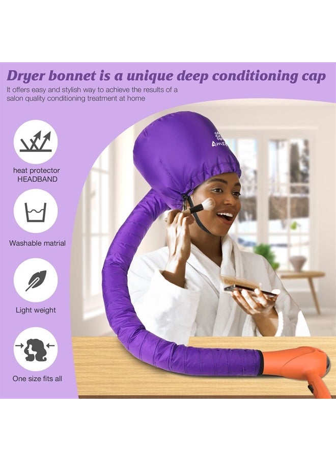 Amzpic - Bonnet Hood Hair Dryer Attachment - Soft, Adjustable Extra Large Bonnet Hair Dryer for Speeds Up Drying Time at Home, Easy to Use for Styling, Curling and Deep Conditioning (Purple) - Image 1