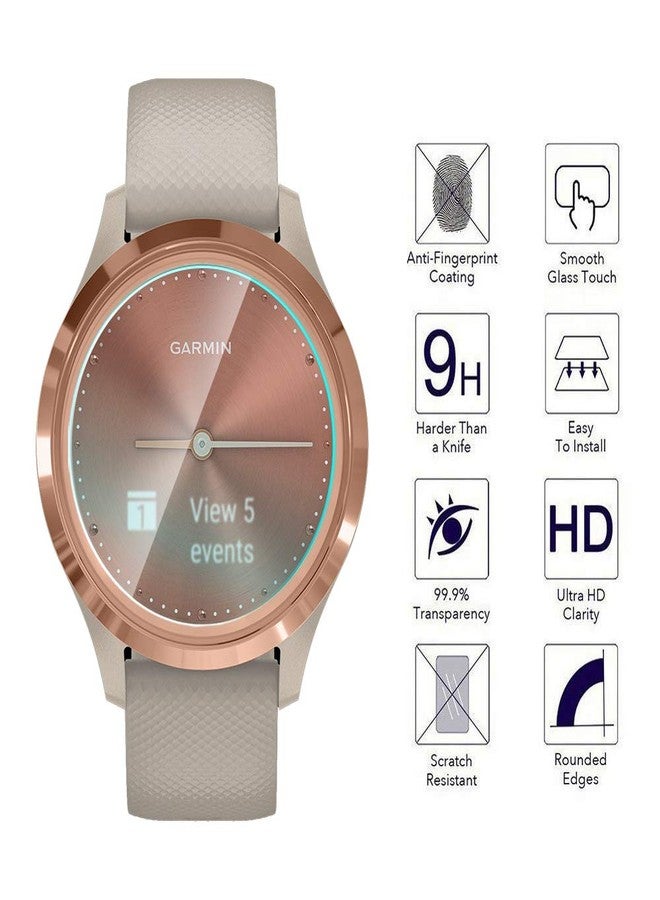 Orzero (3 Pack) Smartwatch Screen Protector Compatible for Garmin Vivomove 3S (Not for Garmin Venue 3S) Tempered Glass 2.5D Arc Edges 9 Hardness HD Anti-Scratch Bubble-Free - Image 2