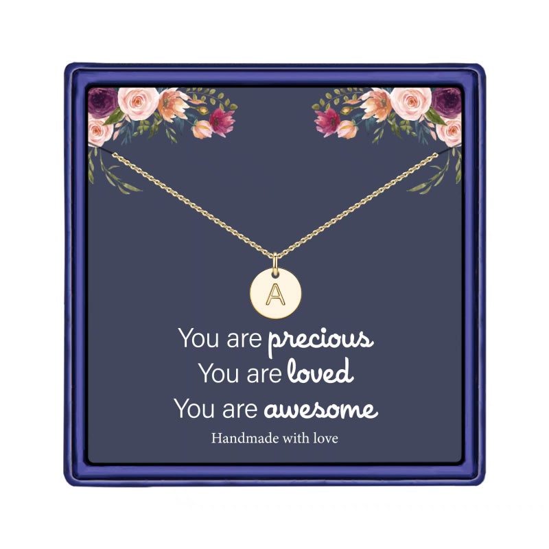 Hidepoo Easter Gifts for Kids Girls - Gifts for Women Kids Teen Girl Gift Disc A Initial Necklaces for Girls Jewelry 6 7 8 9 10 11 12 13 14 Year Old Girl Birthday Easter Gift - Image 1