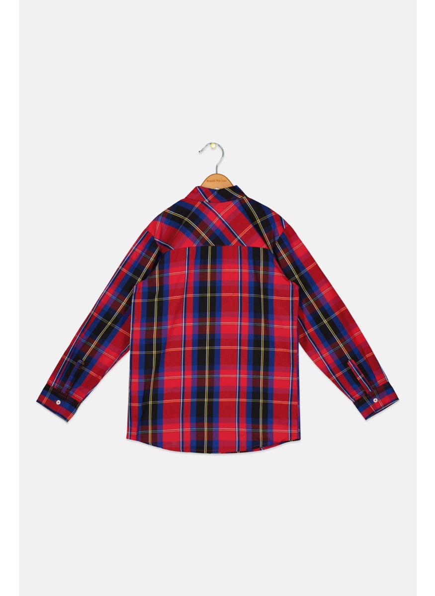 Levi's - Kids Boy Plaid Long Sleeve Casual Shirt, Red Combo - Image 1