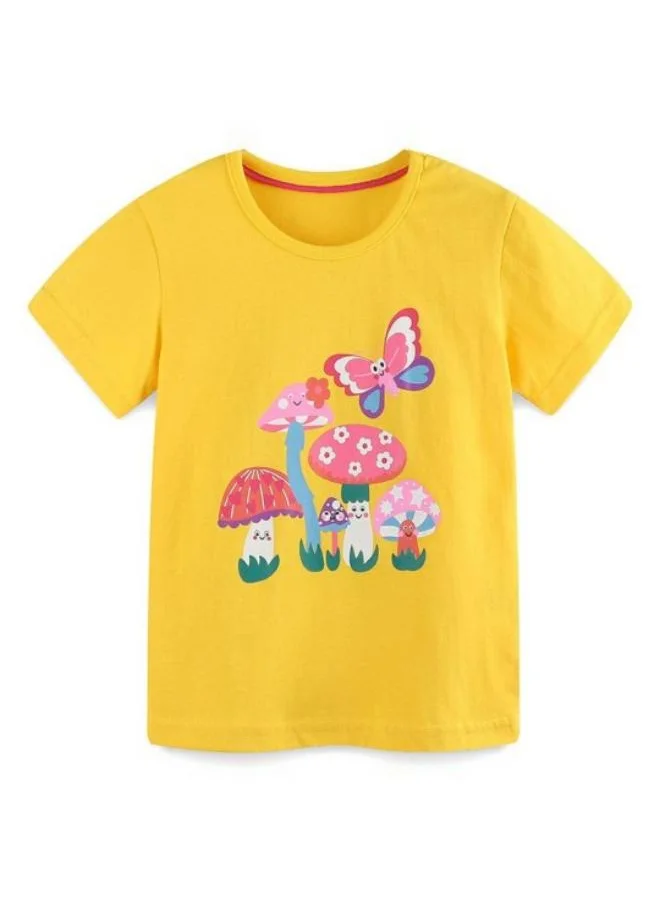 YUNIQEE Yellow Printed Short Sleeve Crew Neck T-Shirt