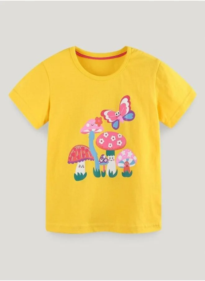 YUNIQEE Yellow Printed Short Sleeve Crew Neck T-Shirt
