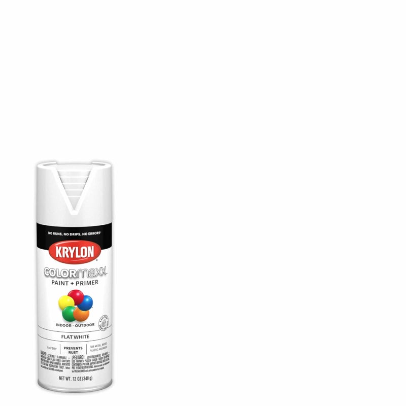 Krylon K05548007 COLORmaxx Spray Paint and Primer for Indoor/Outdoor Use, Flat White, 12 Ounce (Pack of 1) - Image 2