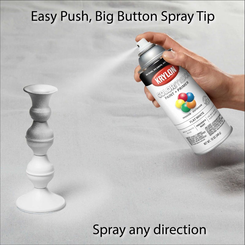 Krylon K05548007 COLORmaxx Spray Paint and Primer for Indoor/Outdoor Use, Flat White, 12 Ounce (Pack of 1) - Image 5