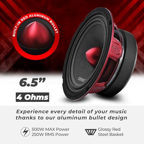 DS18 PRO-X6.4BM 6.5” Mid-Range Loudspeaker with Bullet 250 Watts RMS, 500 Watts Max Power, 4-Ohm - 6.5 inch Car Speakers for Pro Audio Builds - Image 2