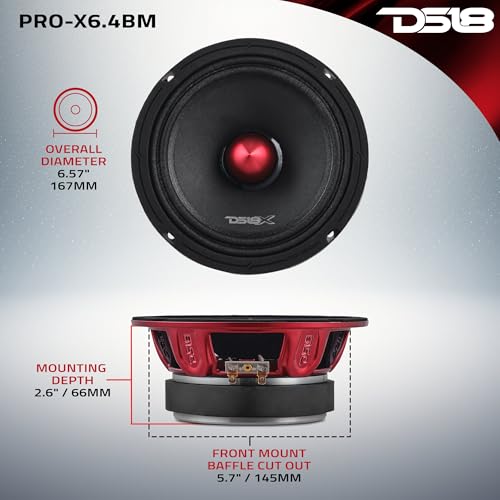 DS18 PRO-X6.4BM 6.5” Mid-Range Loudspeaker with Bullet 250 Watts RMS, 500 Watts Max Power, 4-Ohm - 6.5 inch Car Speakers for Pro Audio Builds - Image 4
