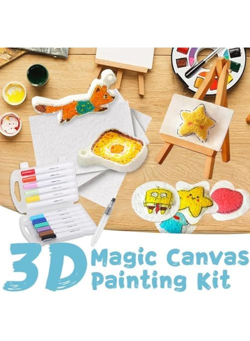 SYOSI Magic Puffy Paint, 3D Drawing Magic Canvas Sponge Texture Painting Kit, DIY Bubble Drawing Pens Art Supplies, Raised Puff Drawings on Paper for Kids Crafts, DIY Projects, & Creative Fun(Rectangle) - Image 2