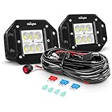 Nilight Nilight ZH050 2PCS 18W Flood Flush Mount LED Work Fog Driving Lights with Off Road Wiring Harness, 2 Years Warranty  - Image 1