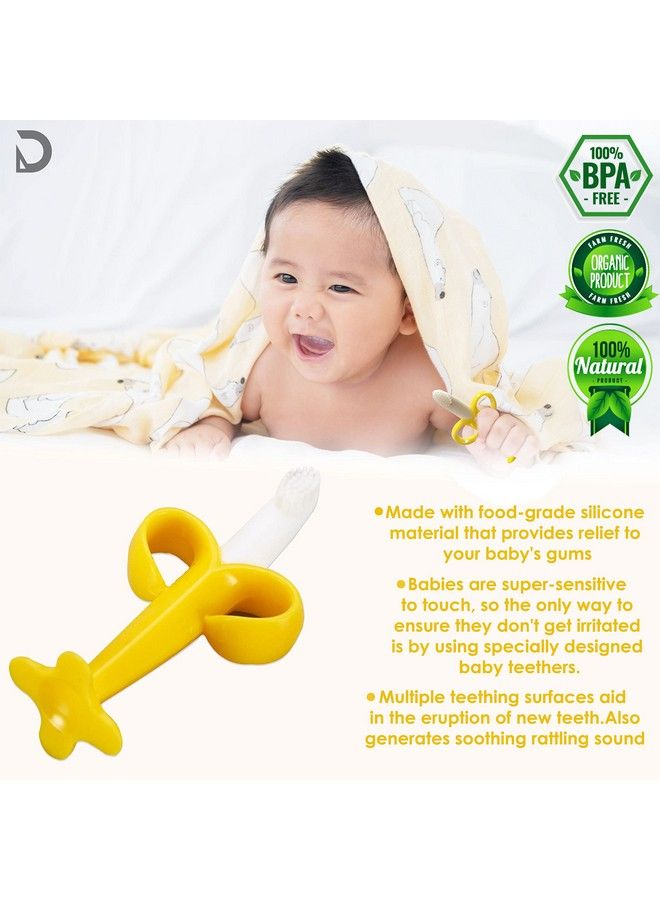 Teether Soother For New Born Teether And Soother For Baby Baby Mitten Teether Baby Chew Toys For Sucking Needs Sensory Teether Toy (Banana Shape Yellow)