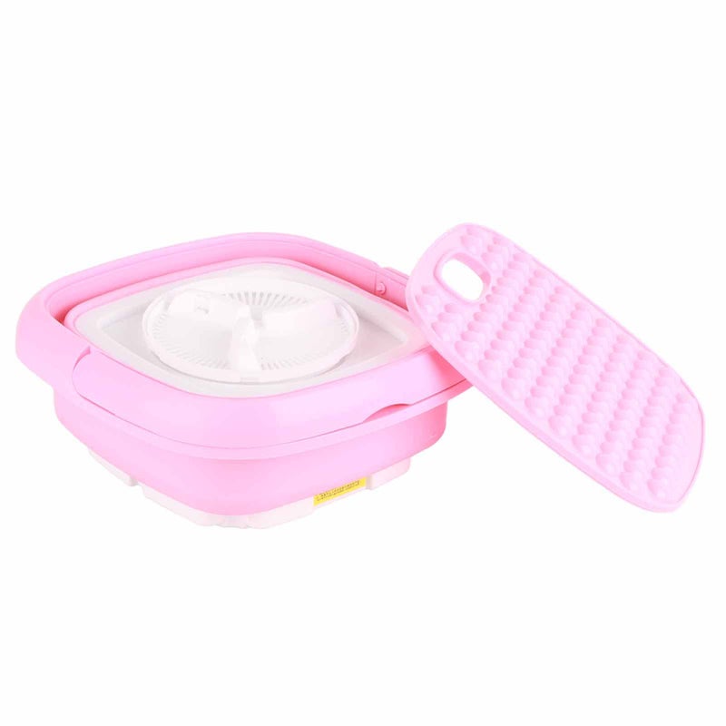 LIBOOI Small Folding Washing Machine, Portable Washing Machine with 3 Modes, Mini Washer and Dryer Combo, with Drain Basket for Underwear, Socks, Baby Clothes, Travel, Camping, RV, Dorm, Apartment(Pink) - Image 3