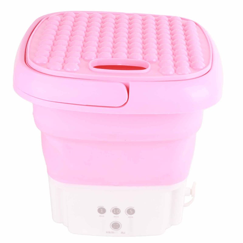 LIBOOI Small Folding Washing Machine, Portable Washing Machine with 3 Modes, Mini Washer and Dryer Combo, with Drain Basket for Underwear, Socks, Baby Clothes, Travel, Camping, RV, Dorm, Apartment(Pink) - Image 5