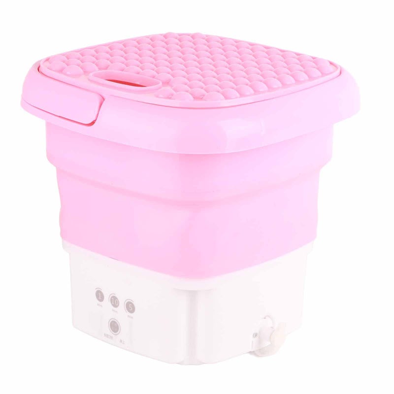 LIBOOI Small Folding Washing Machine, Portable Washing Machine with 3 Modes, Mini Washer and Dryer Combo, with Drain Basket for Underwear, Socks, Baby Clothes, Travel, Camping, RV, Dorm, Apartment(Pink) - Image 1