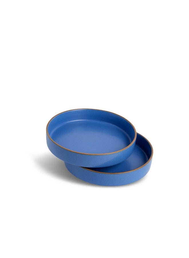 Shay طقم أطباق باستا سيراميك قابلة للتكديس من شاي، 22 سم، 2 قطع، أزرق | تشطيب غير لامع | طبق باستا سيراميك | طبق عميق | وعاء سيراميك | طبق تقديم باستا (طبق باستا قابل للتكديس - حافة زرقاء) - Image 5