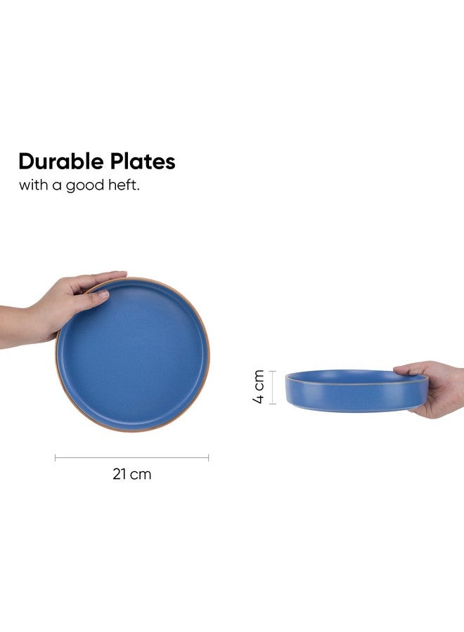 Shay طقم أطباق باستا سيراميك قابلة للتكديس من شاي، 22 سم، 2 قطع، أزرق | تشطيب غير لامع | طبق باستا سيراميك | طبق عميق | وعاء سيراميك | طبق تقديم باستا (طبق باستا قابل للتكديس - حافة زرقاء) - Image 3