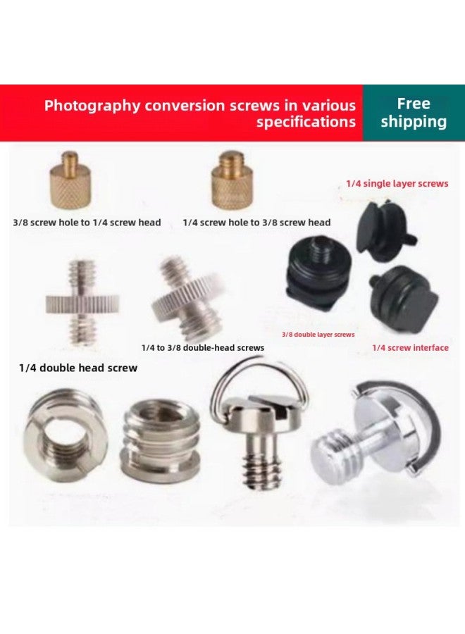 Generic PTZ Base Conversion Screw 1/4 Interchange 3/8 Tripod Foot Nail Camera Quick Mount Plate Screw Lamp Frame Conversion-Body Color:1/4 Head 5/8 Hole Screw  - Image 2