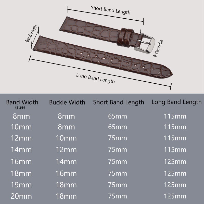 BISONSTRAP Watch Straps for Women, Crocodile Pattern Leather Thin Watch Replacement Bands,10mm, Brown with Silver Buckle - Image 5