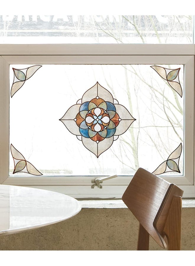 Artscape Venice Amber Accent  Window Privacy Film Stained Glass Pattern  NonAdhesive  UV Protection  Easy to Apply  Removable  12 x 12 inches  Made in USA - Image 3