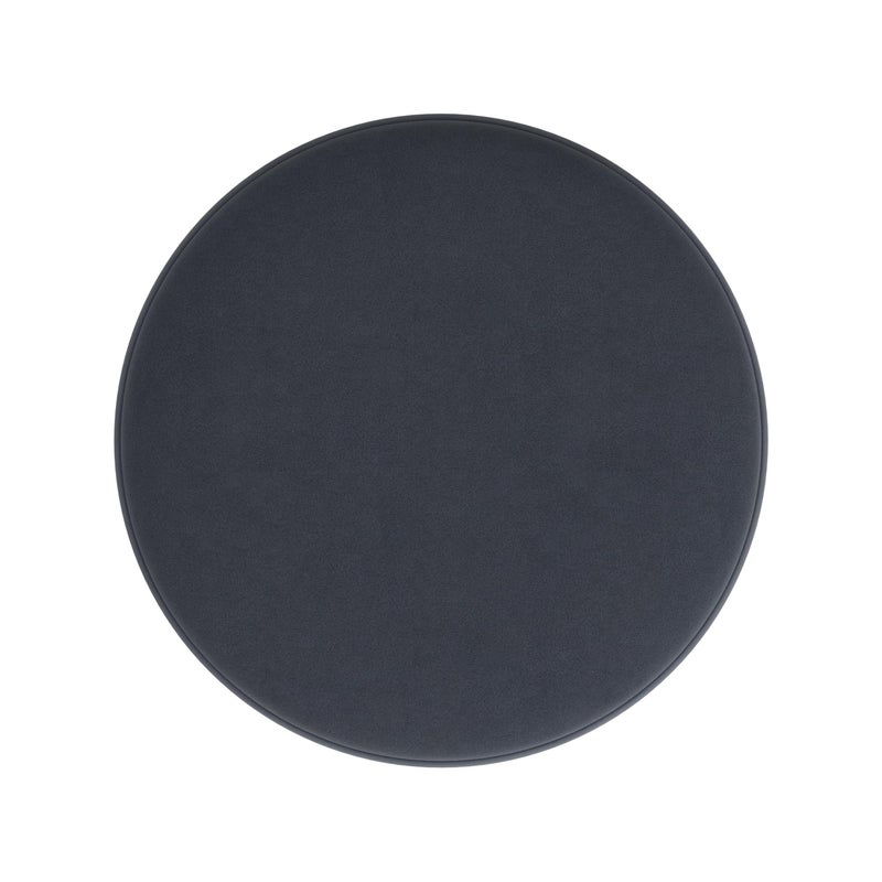 HomePop Upholstered Round Ottoman (No Lid, Seat Only) | HomePop Home DÃ©cor | Round Pouf Foot Rest â€“ Steel Blue Velvet - Image 2