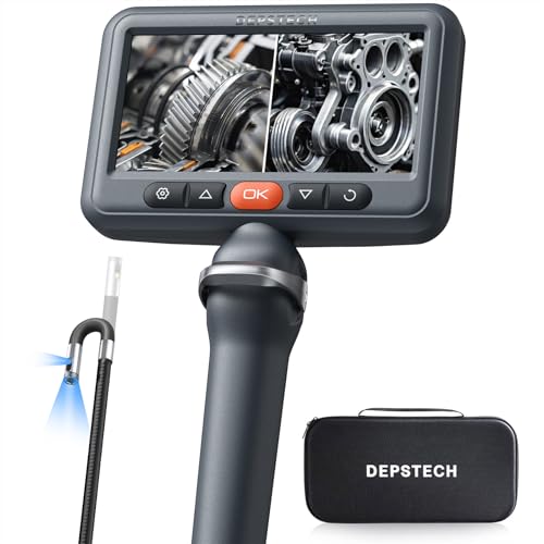 DEPSTECH Dual Lens Borescope Camera with Light TwoWay Articulating Borescope 5 IPS Dual View Endoscope with 033in Slim Probe 1080P Waterproof Inspection Camera for Wall Auto Engine Inspect5FT - Image 1