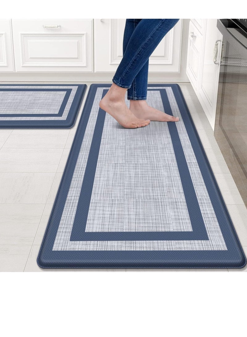TRASSLE Kitchen Mat 2 PACK Cushioned Anti-Fatigue Non-Skid Waterproof Rugs Ergonomic Comfort Standing Mat for Kitchen, Floor, Office, Sink, Laundry (Blue)  - Image 1