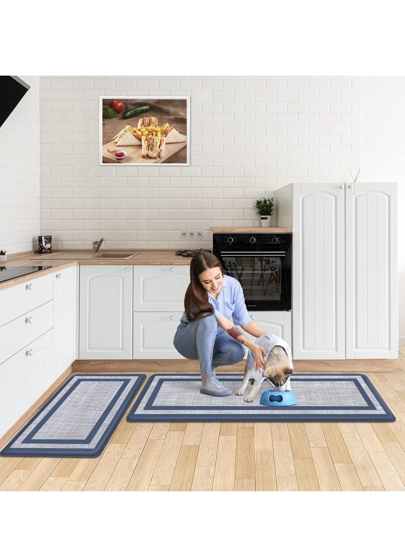 TRASSLE Kitchen Mat 2 PACK Cushioned Anti-Fatigue Non-Skid Waterproof Rugs Ergonomic Comfort Standing Mat for Kitchen, Floor, Office, Sink, Laundry (Blue)  - Image 2