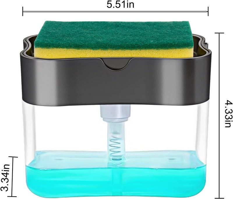 Rylan 2 in 1 Soap Dispenser for Bathroom Accessories Dishwasher Liquid Holder Liquid Dispenser Pump 400 ML with Sponge Holder Kitchen Sink Accessories Items (Multi-Color) - Image 2